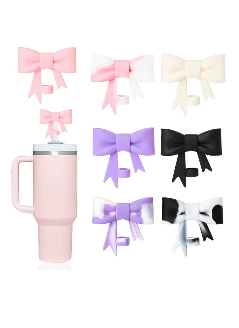 Oasisgalore Cute Silicone Straw Lid Covers for Stanley 40/30 oz Tumblers, Reusable Bow Toppers, 7-Pack Straw Protectors  - Image 1