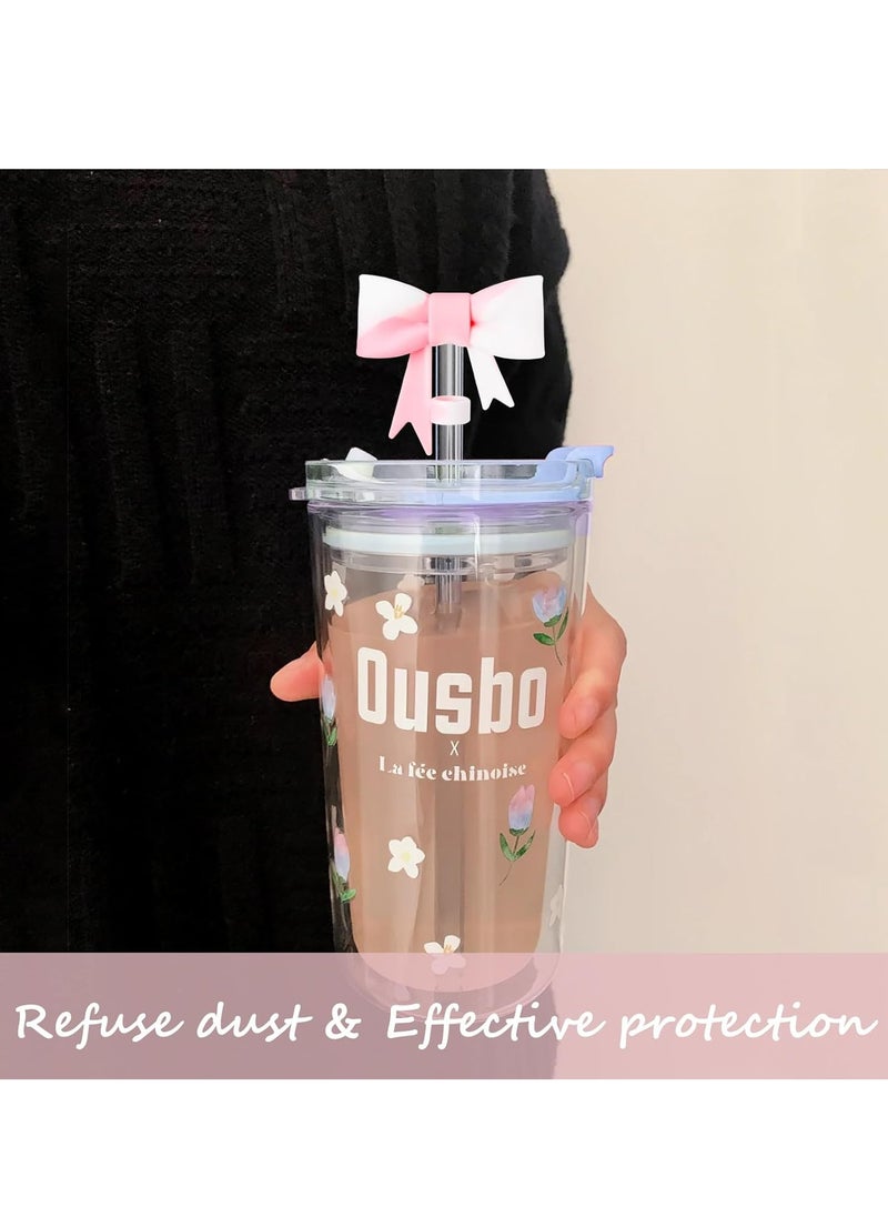 Oasisgalore Cute Silicone Straw Lid Covers for Stanley 40/30 oz Tumblers, Reusable Bow Toppers, 7-Pack Straw Protectors  - Image 3