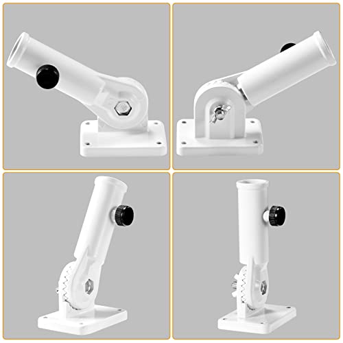 BONWIN Flag Pole Holder Brackets, BONWIN 1" Flag Pole Mounting Bracket with Hardwares for House Wall Porch, 1" Inner Diameter, 180° Adjustable Multi Positions, Aluminium Alloy(1 Pack White, Multi-Positions) - Image 2