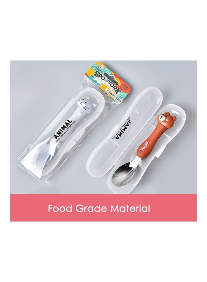 نيبمينينت ملاعق من الإستانلس ستيل بتصميم حيوان كرتوني جميل رمادي 17.00x2.00x5.00سم - Image 3