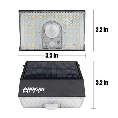 Wagan EL8570 1000 Lumens Outdoor LED Solar Wall Light Waterproof Motion Detected Light, Black - Image 3