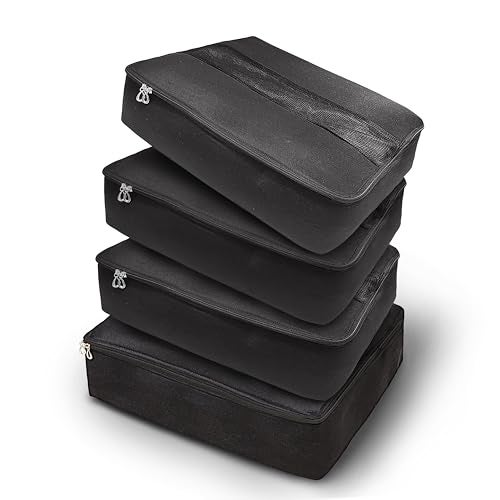 IMAWORKS Clothes Storage Box/Covers/Bags with Zip 4 Big (18 x 13 x 4.5 inch) as Wardrobe Organizer for Huge Silk Saree/Big Lehenga/Dresses/Shirts/Trousers/Gown/Quilts - Black - Image 1