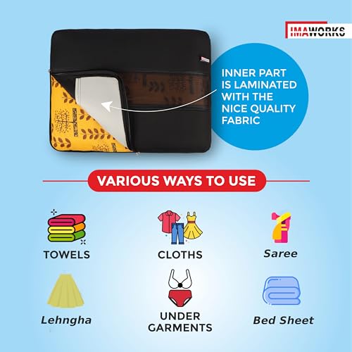 IMAWORKS Clothes Storage Box/Covers/Bags with Zip 4 Big (18 x 13 x 4.5 inch) as Wardrobe Organizer for Huge Silk Saree/Big Lehenga/Dresses/Shirts/Trousers/Gown/Quilts - Black - Image 4