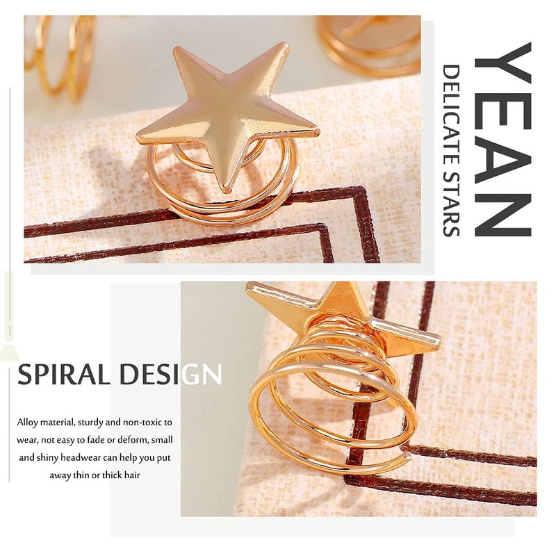 Yean مشابك شعر يان ستار ذهبية مضفرة على شكل نجوم - إكسسوارات شعر للنساء - عبوة من 5 (ذهبي) - Image 4
