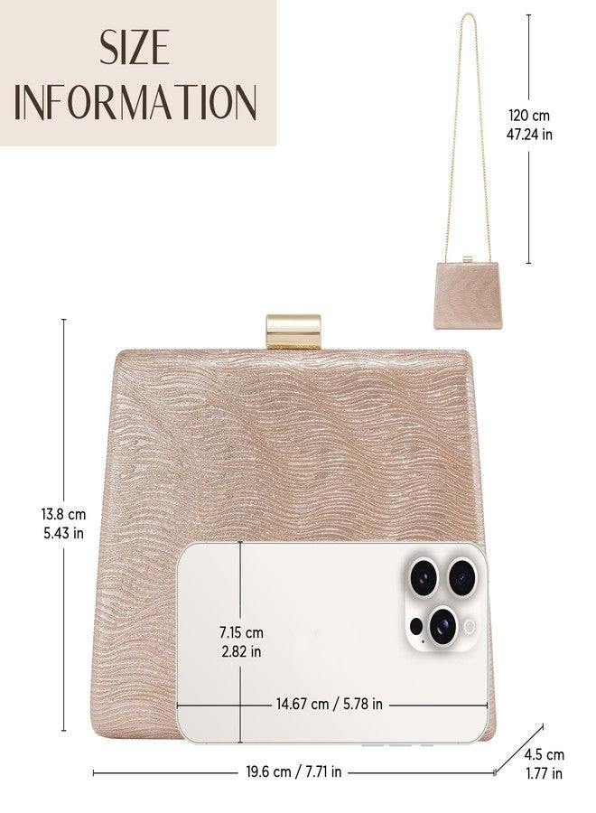 CHUNLI Sparkly Clutch Purses for Women Formal, Glitter Evening Bag with Detachable Chain for Wedding Prom Cocktail, Champagne - Image 4