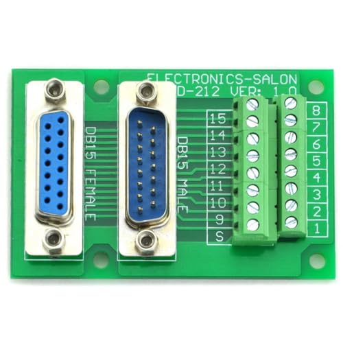 Electronics-Salon D-SUB DB15 Male/Female Header Breakout Board, DSUB Terminal Block, Connector. - Image 1