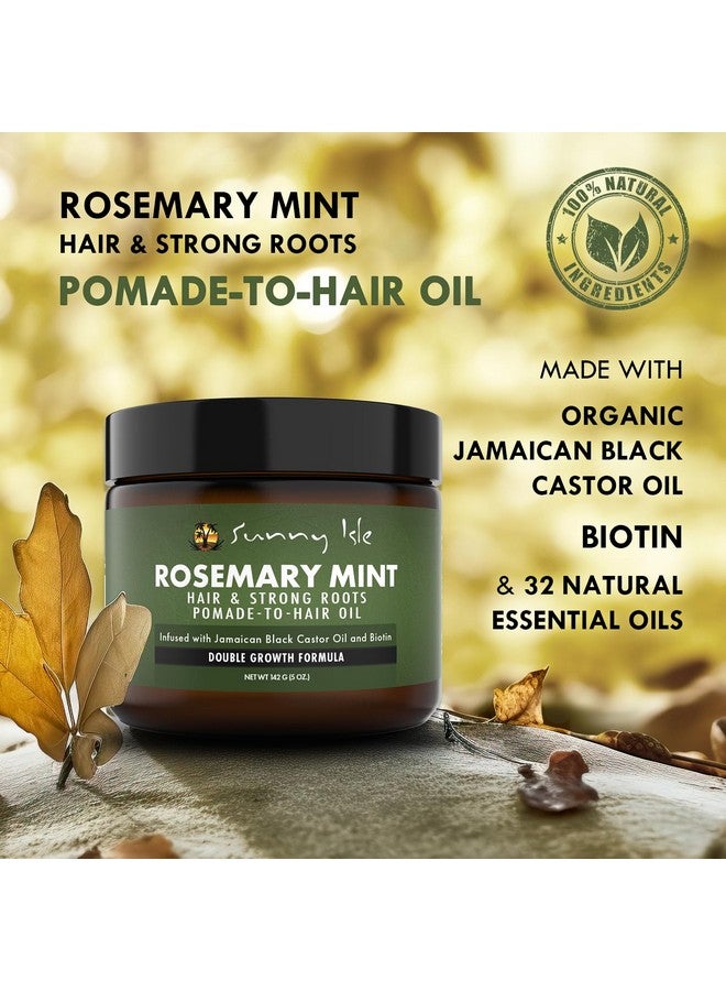 Sunny Isle Rosemary Mint Hair & Strong Roots Pomade-To-Hair Oil 5Oz | Double Growth Formula | Infused With Biotin & Jamaican Black Castor Oil | Sealant For Dry Hair & Split Ends - Image 2