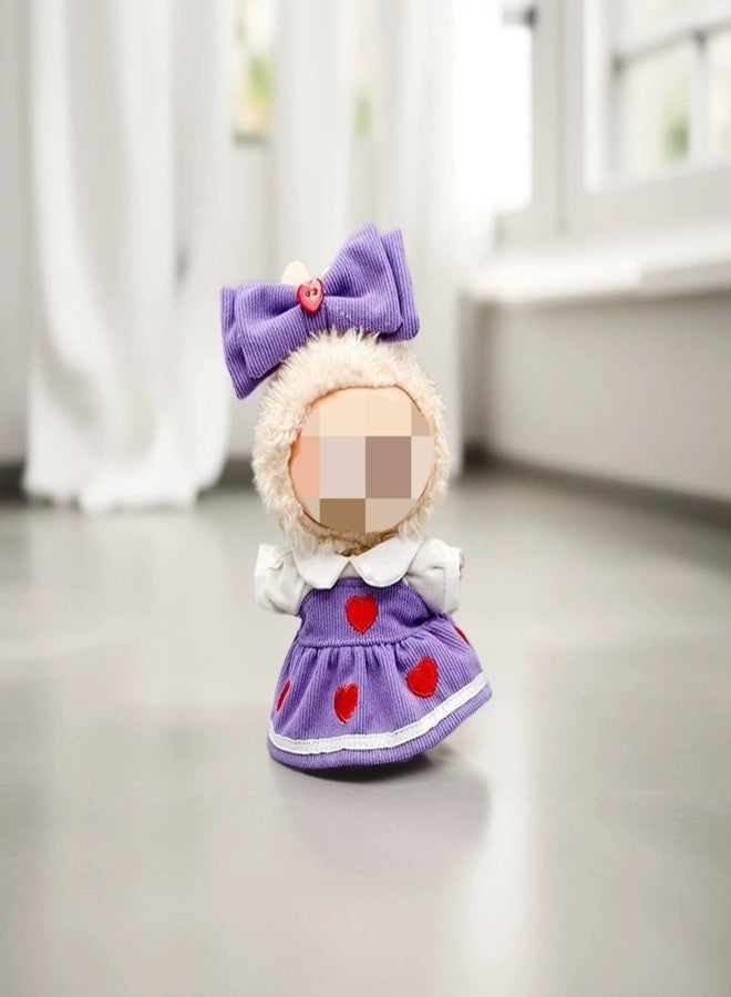 POMN Clothes for Labubu Cute Red Heart Princess Dress for 17cm Doll Bow Headwear Cosplay Collection Display Gift Costume (Pink) - Image 4