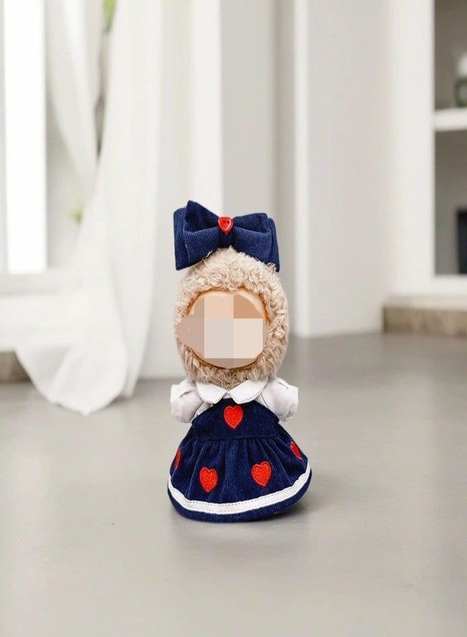 POMN Clothes for Labubu Cute Red Heart Princess Dress for 17cm Doll Bow Headwear Cosplay Collection Display Gift Costume (Pink) - Image 3