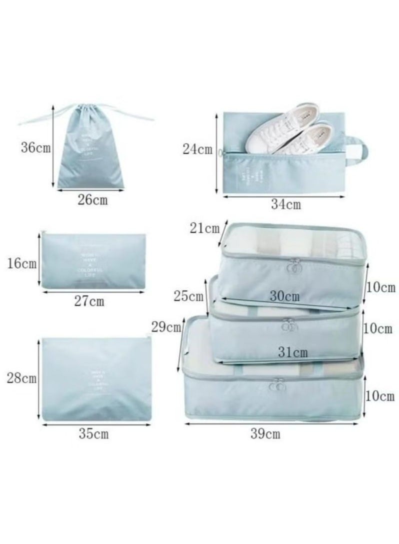 7-piece waterproof travel luggage set, convenient storage, classified storage blue - Image 4