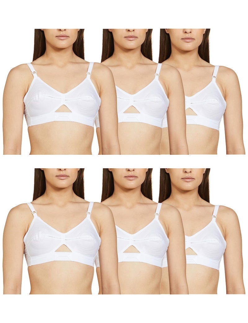 Rupa Softline Rupa Women's Cotton Wire Free Modern Non-Padded Bra (Pack of 6) (CHANDERKIRAN_White_28) - Image 5