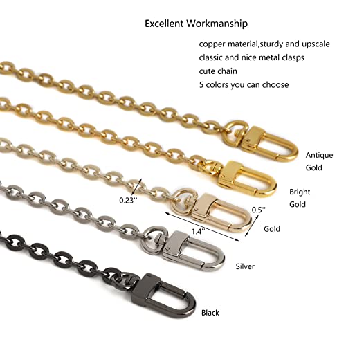 Xiazw Mini Copper Purse Chain Shoulder Crossbody Strap Bag Accessories Charm Decoration (Bright Gold, 46‘’) - Image 5