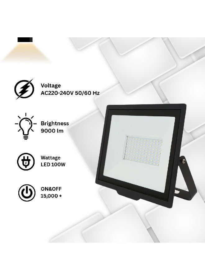 MFZ 100W LED Flood Light, 9000lm Bright Outdoor Light, Waterproof, Energy Saving, 30,000h Life - Image 3