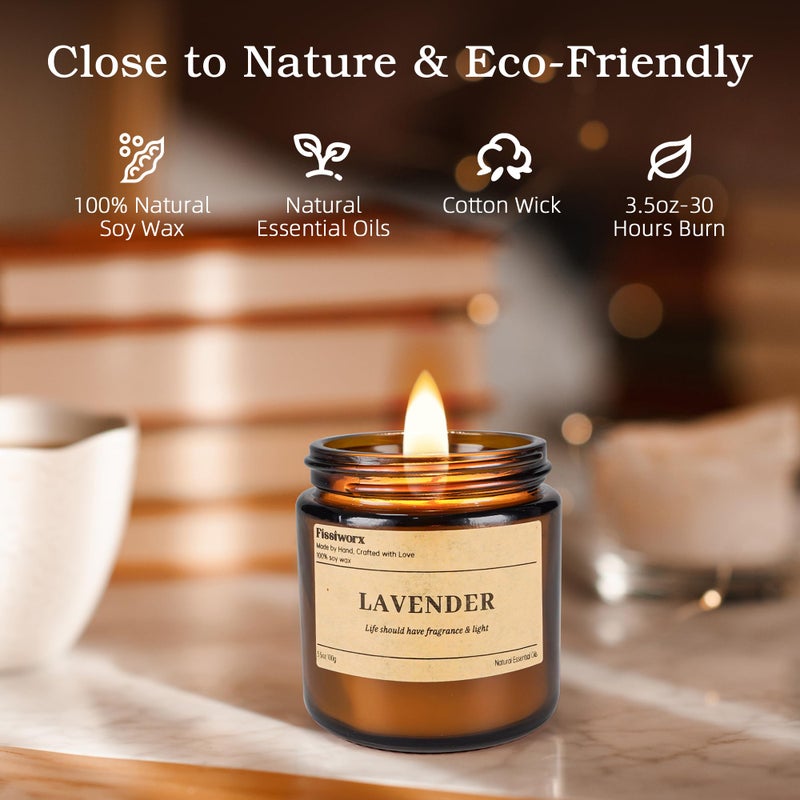 fissiworx 9 Pack Soy Candles for Home Scented |ï¼ˆVanilla/Lavender/Sageï¼‰ Long-Lasting 270 Hours, Natural Scented Candles Gift for Women & Men, Birthday, Motherâ€™s Day, Christmas, Thanksgiving - Image 3