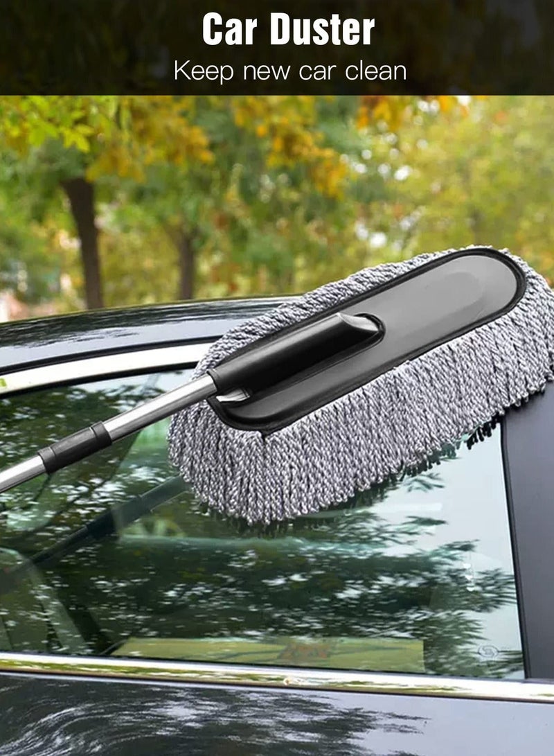 Beauenty Car Duster - Extendable Long Handle Microfiber Car Duster, Scratch-Free Exterior Car Cleaning Tool, Dust Brush for Trucks, Pickups,  Motorcycles, and More, Gray. - Image 2