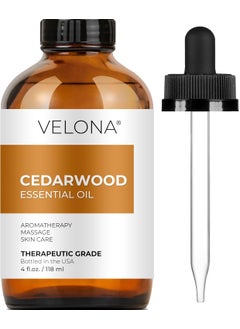 velona velona Cedarwood Essential Oil 4 Fl Oz | Therapeutic Grade 100% Pure and Natural | for Aromatherapy Diffuser, Massage, Skincare, Haircare, Soapmaking 