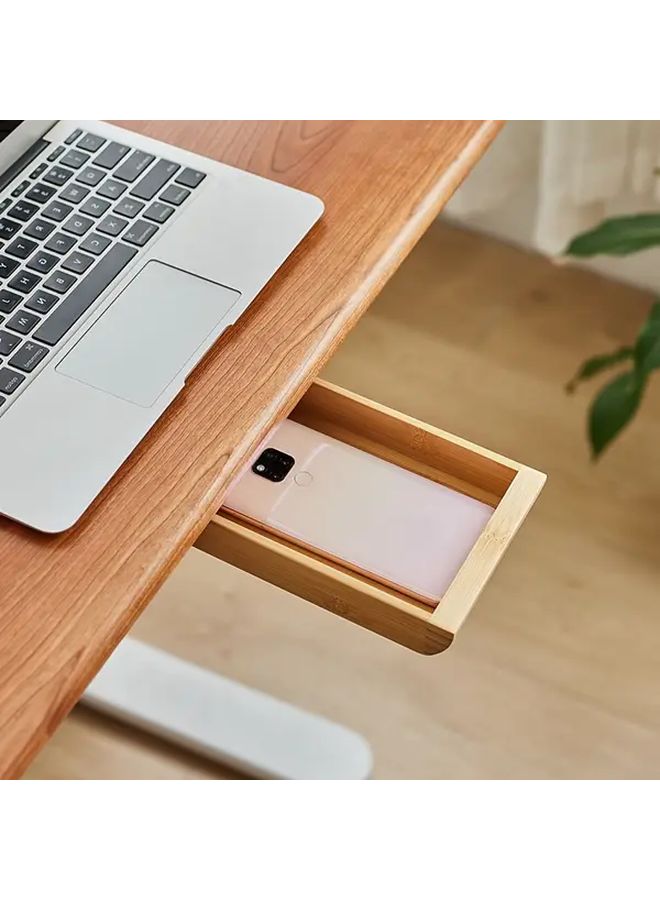 Large Walnut Under Desk Hidden Drawer Organizer Slide Out Storage with Phone Holder - Image 3