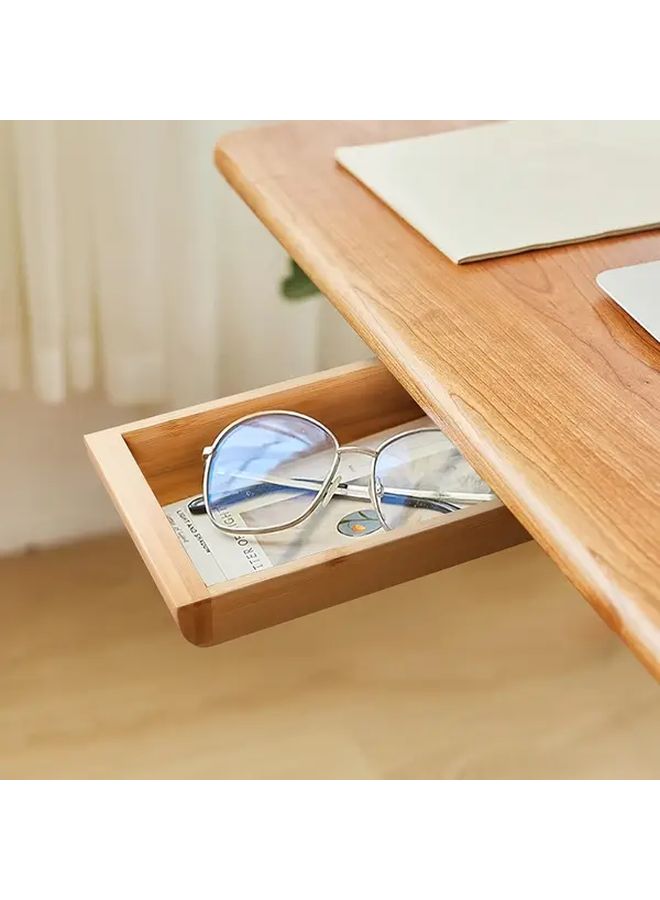 Large Walnut Under Desk Hidden Drawer Organizer Slide Out Storage with Phone Holder - Image 1