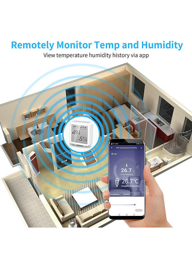 Generic - Tuya Smart WiFi Temperature Humidity Sensor Indoor Hygrometer Thermometer APP Remote Control with LCD Screen T&H Sensor ℃/℉ Switchable Compatible with Alexa Google Home - Image 1