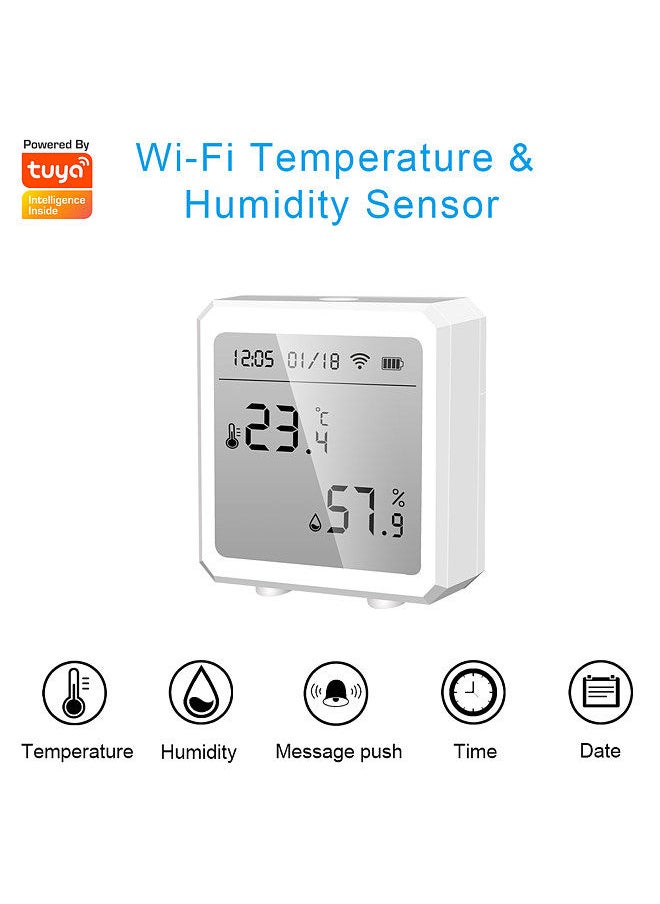 Generic - Tuya Smart WiFi Temperature Humidity Sensor Indoor Hygrometer Thermometer APP Remote Control with LCD Screen T&H Sensor ℃/℉ Switchable Compatible with Alexa Google Home - Image 1