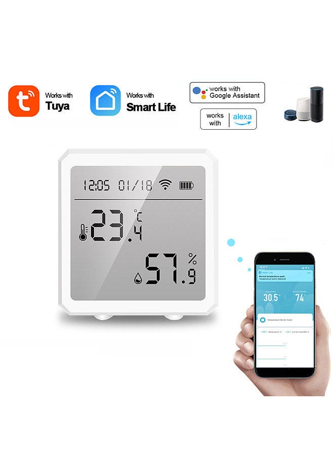 Generic - Tuya Smart WiFi Temperature Humidity Sensor Indoor Hygrometer Thermometer APP Remote Control with LCD Screen T&H Sensor ℃/℉ Switchable Compatible with Alexa Google Home - Image 1