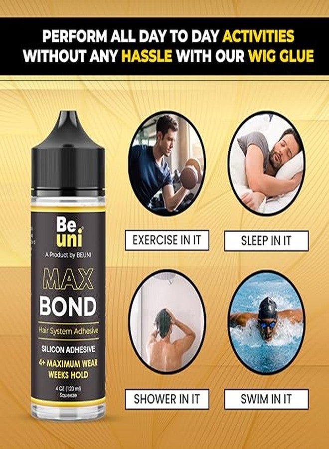 Beuni Max Bond Hair Patch Glue For Men - Super Hold Up To 4+ Weeks | Hair Wig Glue Adhesive | Strong Hold, Water Proof, Skin Friendly | Pack of 1 (120 ML) - Image 3