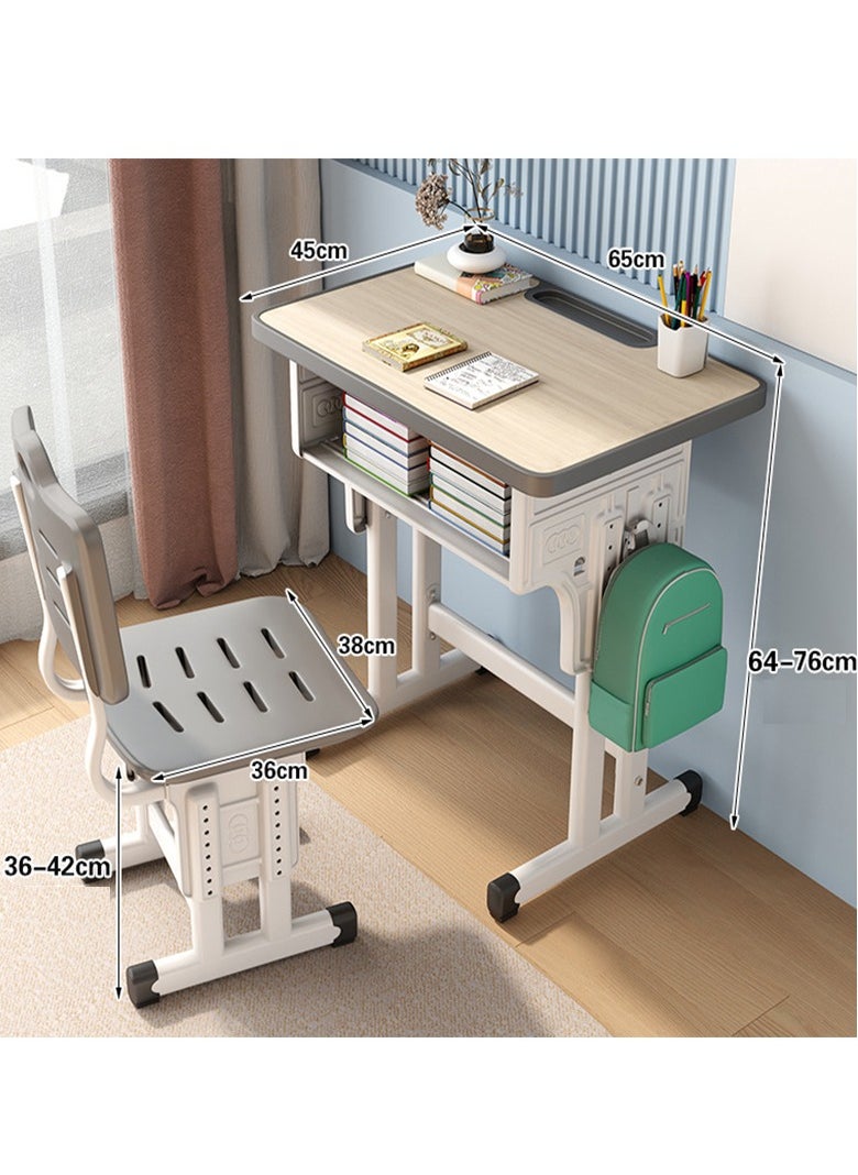 ZUIHAO Home Adjustable Height Children Kids Study Desk and Chair Set Multifunctional School Student Writing Desk Study Table with Storage Drawer Sturdy Reading Chair Desk for Boys and Girls