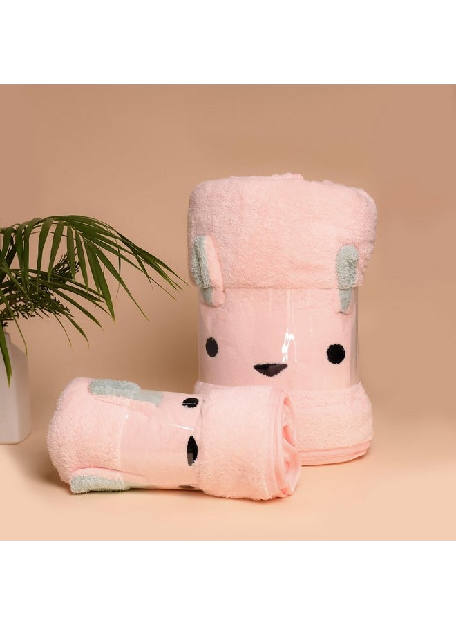 The Little Lookers Microfiber Kids Bath And Hand Towel|Quick Dry| Super Absorbent| Super Soft Rabbit Bath Towel For Babies|Toddler(Babypink,Pack Of 2)  - Image 1