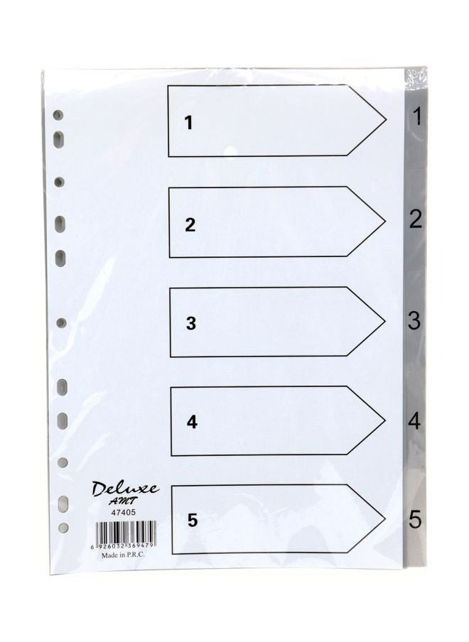 Deluxe - Grey 1-5 Pvc Index Divider - Image 1