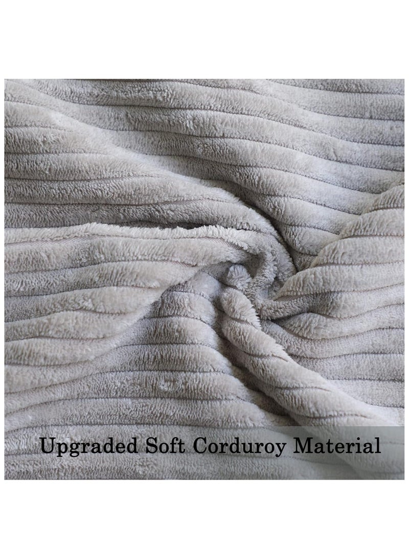 WALALLA Set of 4 45*45cm Decorative Throw Pillow Covers, Soft Striped Corduroy Pillow Cases Solid Square Home Deco Cushion Cover for Living Room Couch Sofa Bedroom , Neutral - Image 5