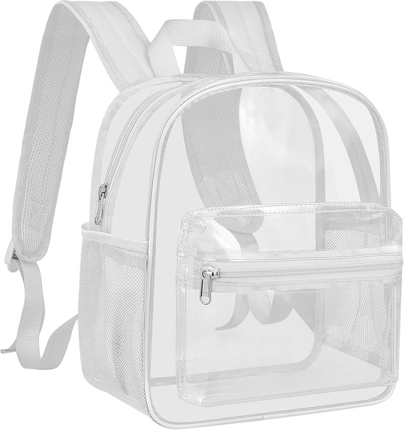MAYTREE Clear Backpack for Stadium Events, 12x11x5 Inches Small Clear Backpack for Concert Festival Sports Outdoor - White - Image 1