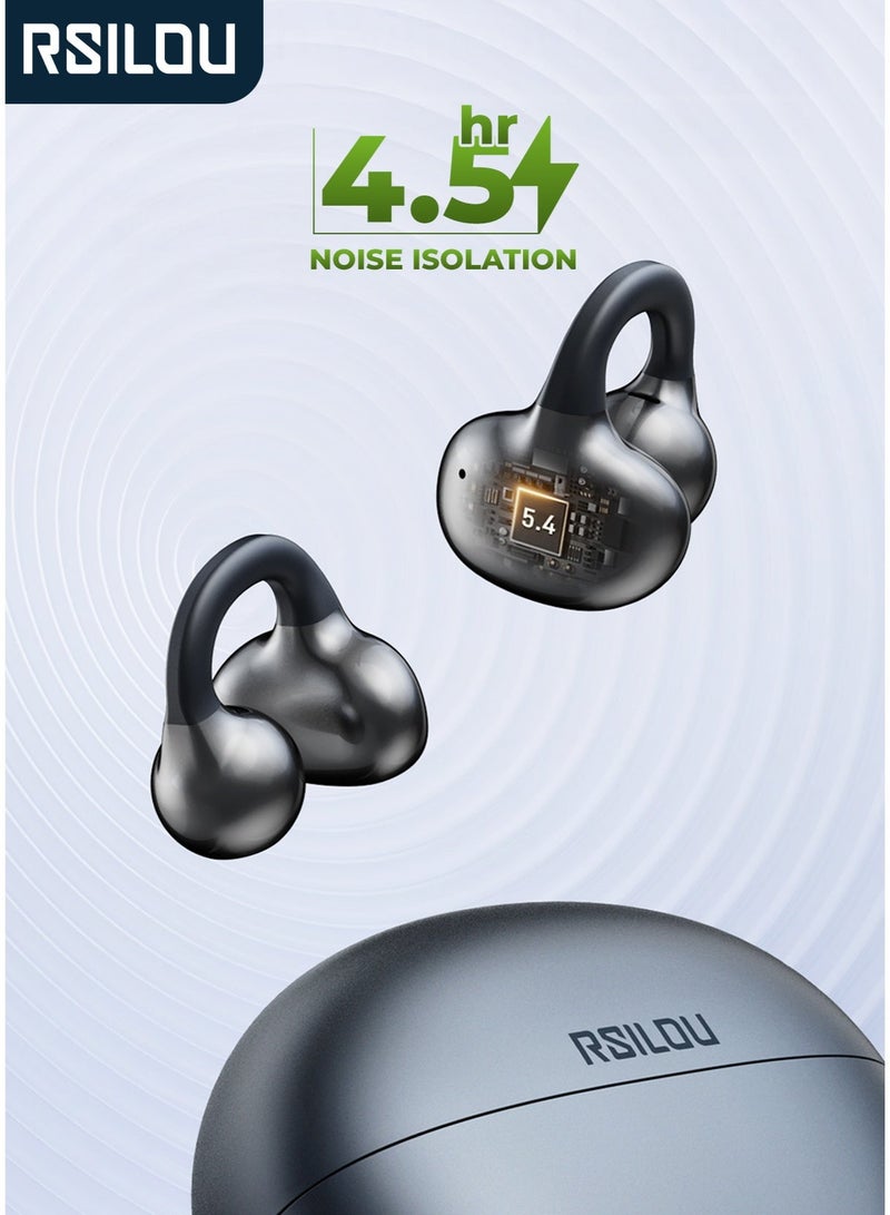 Rsilou R3021 Open Ear Wireless Bluetooth Earbuds, No Ear Canal Insertion, Comfortable Fit, Clear Sound, Touch Control, Type-C Charging, iOS And Android – Black - Image 1