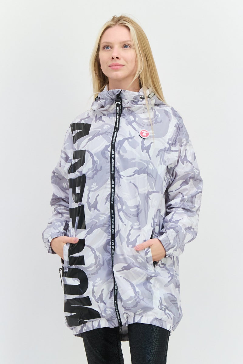 Aape By A Bathing Ape Women Camouflage Windbreaker Jacket, White Combo - Image 1