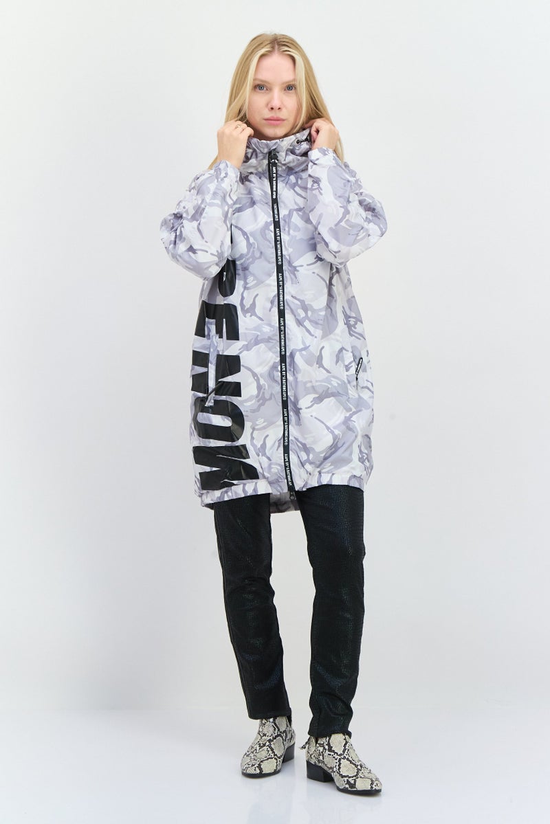 Aape By A Bathing Ape Women Camouflage Windbreaker Jacket, White Combo - Image 4
