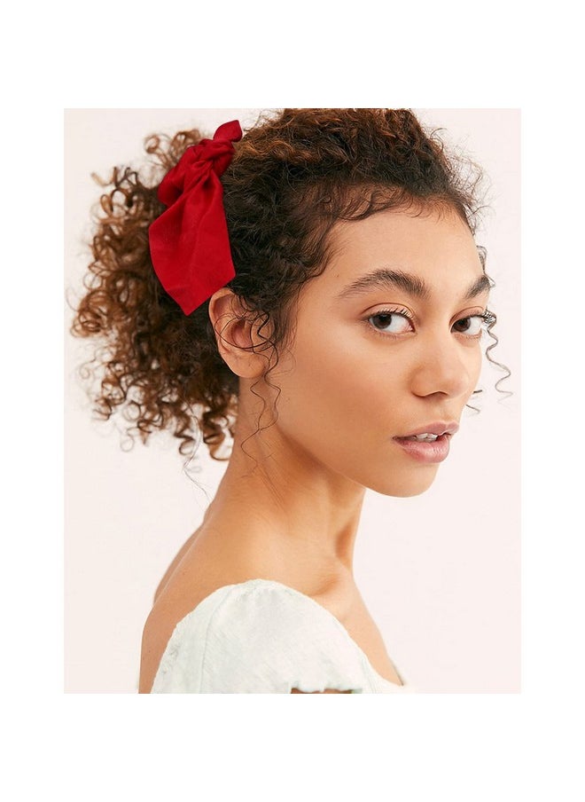 ACO-UINT - 12 Pack Scrunchies Bow Hair Scrunchies For Thick Hair Red Hair Ties Bunny Ear Scrunchies Satin Scrunchies Hair Accessories Scrunchies With Tails For Girls - Image 1
