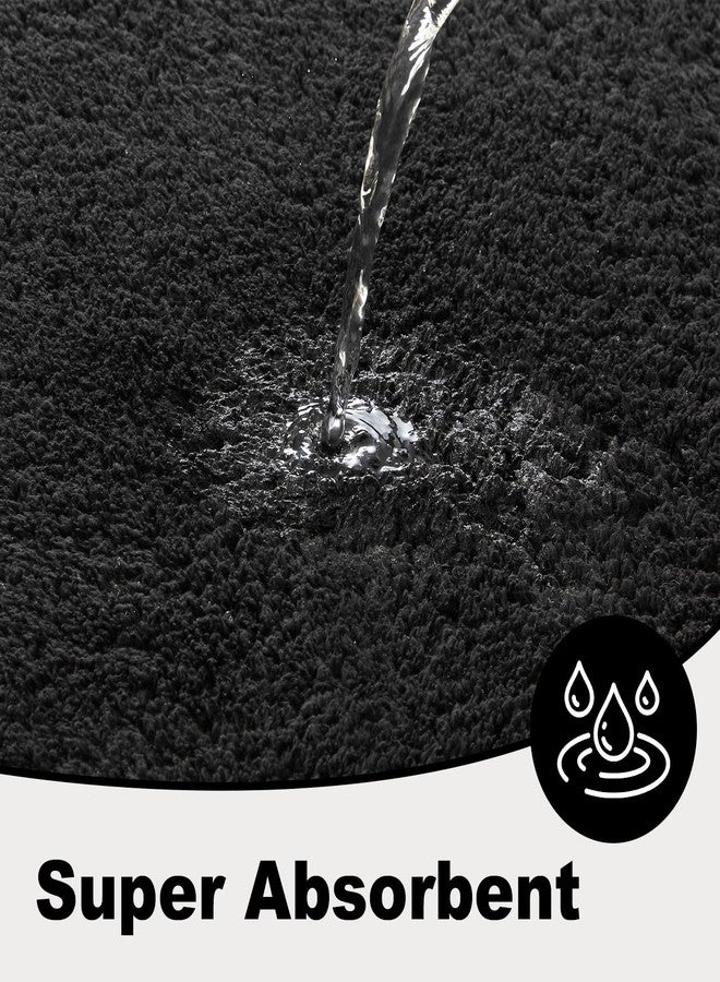 TYUU Black Bathroom Rug, Ultra Soft Bath Rugs Non Slip Washable, Super Absorbent Quick Dry Small Bath Mat with Rubber Backing for Bathroom Floor, Shower, or Sink, Black 16" x 24" - Image 5