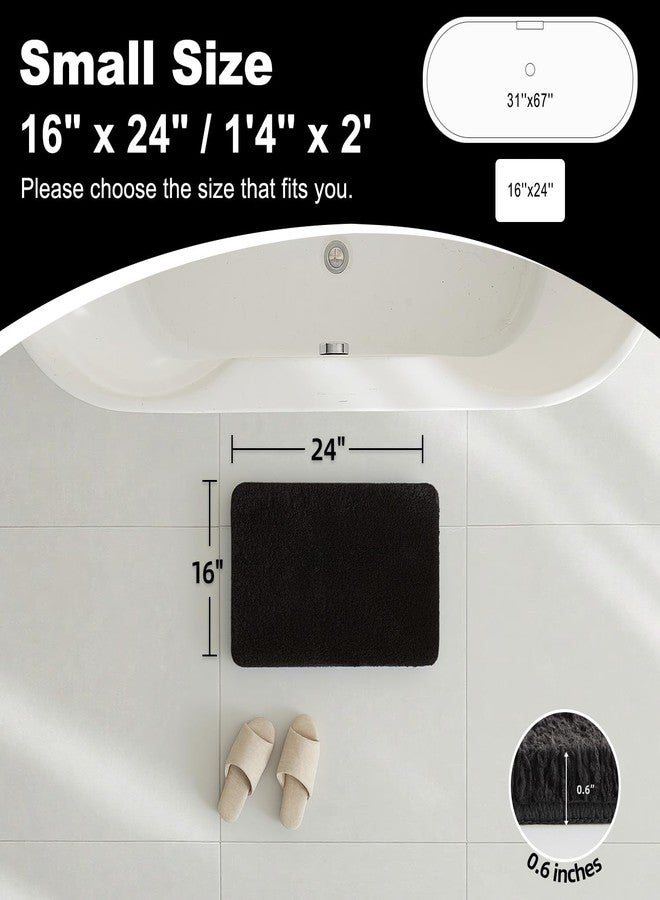 TYUU Black Bathroom Rug, Ultra Soft Bath Rugs Non Slip Washable, Super Absorbent Quick Dry Small Bath Mat with Rubber Backing for Bathroom Floor, Shower, or Sink, Black 16" x 24" - Image 2