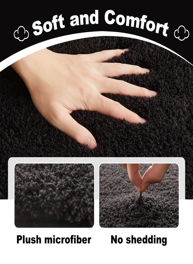TYUU Black Bathroom Rug, Ultra Soft Bath Rugs Non Slip Washable, Super Absorbent Quick Dry Small Bath Mat with Rubber Backing for Bathroom Floor, Shower, or Sink, Black 16" x 24" - Image 3