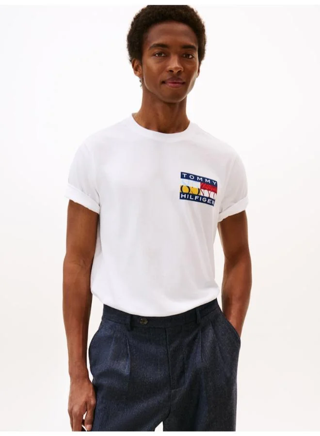 TOMMY HILFIGER Logo Print Jersey Crew Neck T-Shirt
