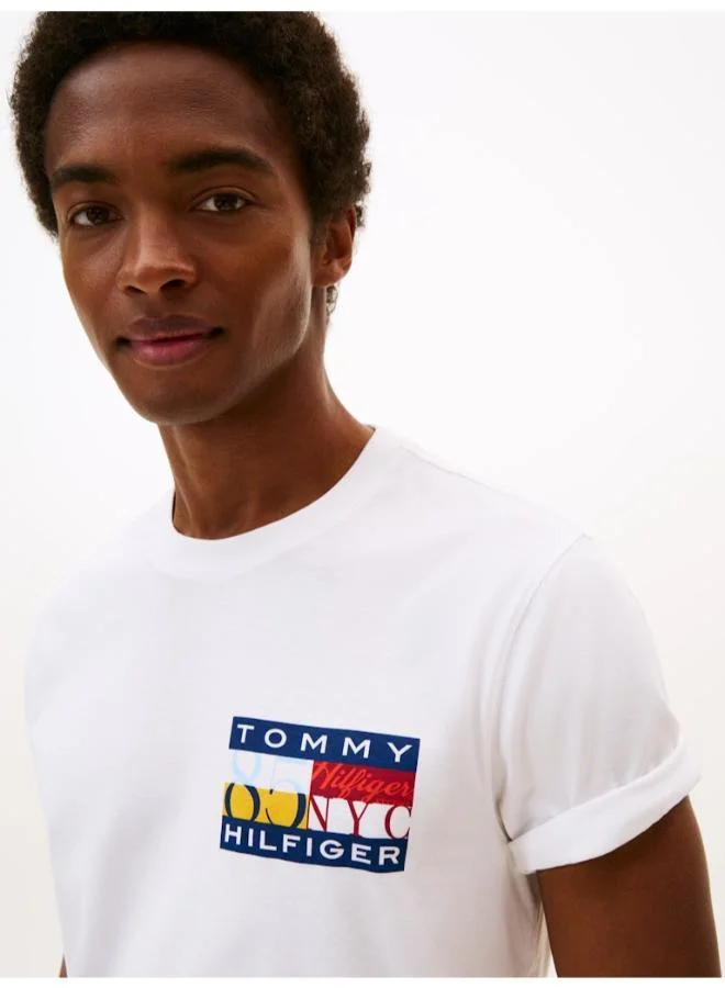 TOMMY HILFIGER Logo Print Jersey Crew Neck T-Shirt