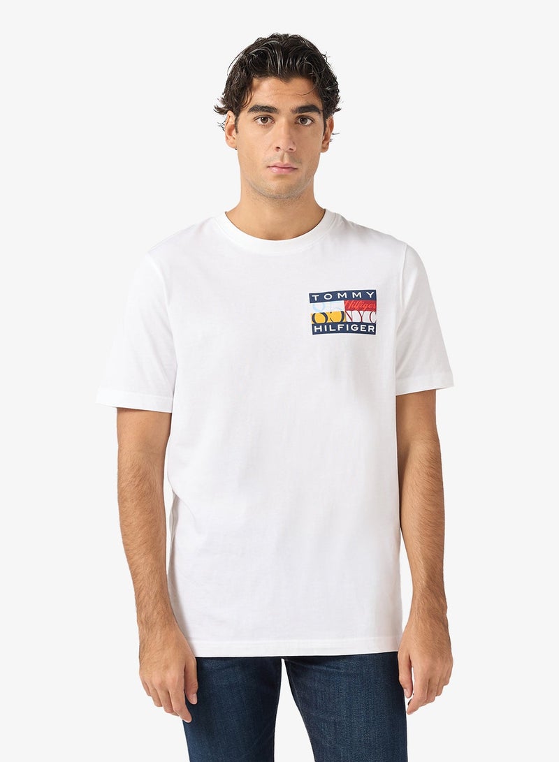 TOMMY HILFIGER Logo Print Jersey Crew Neck T-Shirt - Image 1