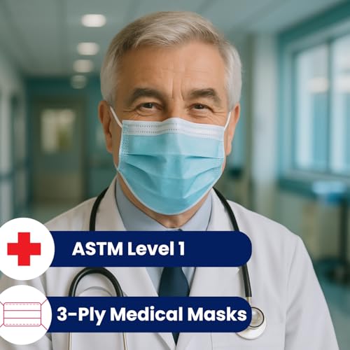 MAGICARE Made in USA Masks - Blue Disposable Face Masks - Medical Grade (ASTM Level 1) - Premium 3 Ply Face Masks Disposable - Comfortable, Soft, Breathable Face Mask for Adults - 50ct Box - Image 4