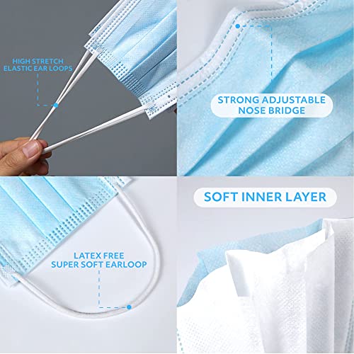 MAGICARE Made in USA Masks - Blue Disposable Face Masks - Medical Grade (ASTM Level 1) - Premium 3 Ply Face Masks Disposable - Comfortable, Soft, Breathable Face Mask for Adults - 50ct Box - Image 5