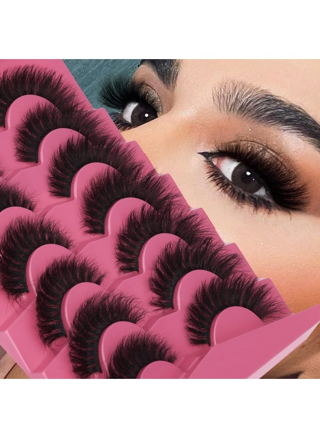 FANXITON False Eyelashes Fluffy Thick 8D Volume Wispy Faux Mink Lashes Cat-Eye 16 mm Dramatic Mink Lashes 7 Pairs Pack Eyelashes Multipack by FANXITON  - Image 2
