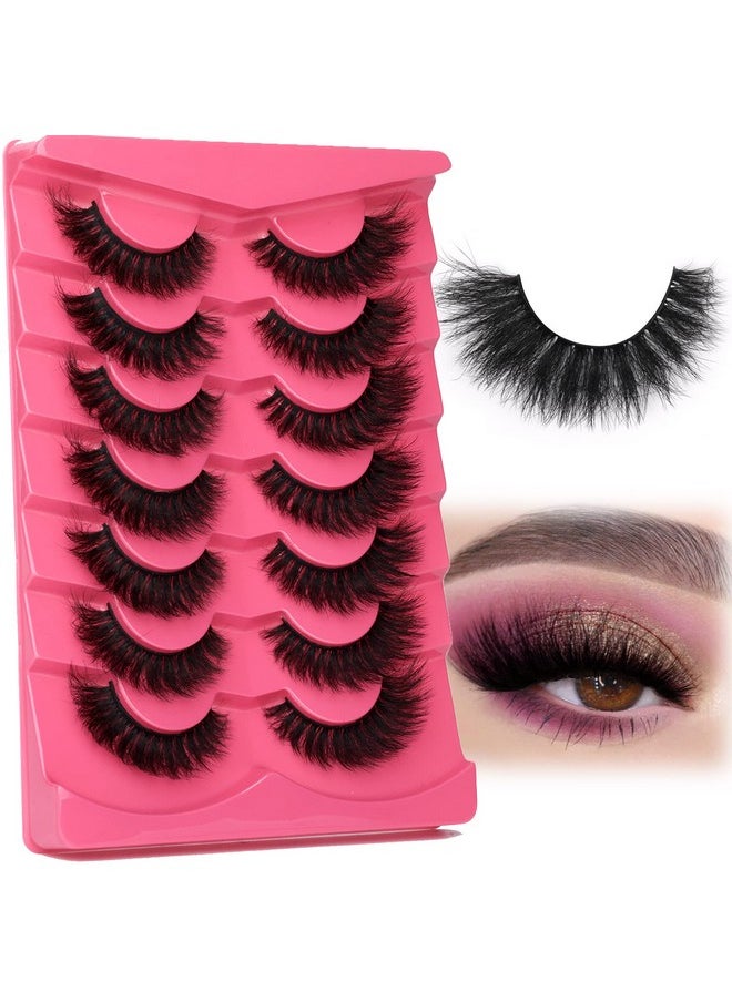 FANXITON False Eyelashes Fluffy Thick 8D Volume Wispy Faux Mink Lashes Cat-Eye 16 mm Dramatic Mink Lashes 7 Pairs Pack Eyelashes Multipack by FANXITON  - Image 1