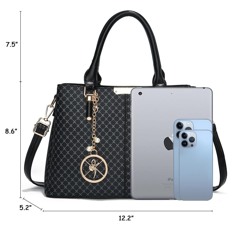 KURGOOL Purse and Handbags for Women, 3 Zip Compartments Tote Bag Designer Shoulder Purse Top Handle Satchel Bags - Image 5