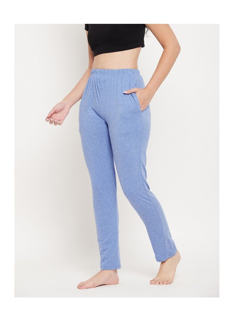 Clovia - Chic Basic Pyjama in Powder Blue -Cotton - Image 1