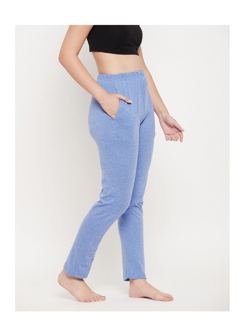 Clovia - Chic Basic Pyjama in Powder Blue -Cotton - Image 1