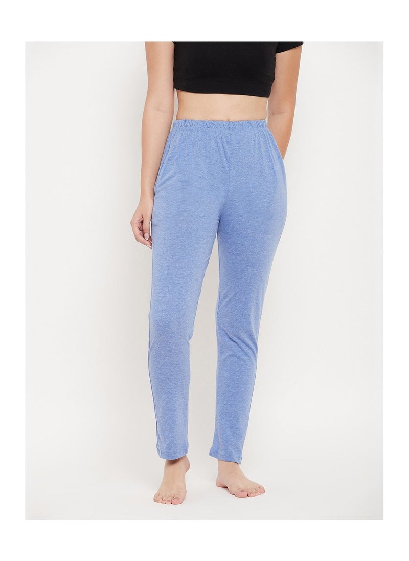 Clovia - Chic Basic Pyjama in Powder Blue -Cotton - Image 1