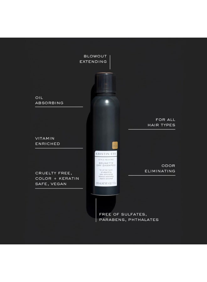 Kristin Ess Kristin Ess Hair Brunette Dry Shampoo for Dark + Brown Hair with Vitamin C for all Hair Types - Oil Absorbing + Time Saving Dry Shampoo Powder Spray for all Hair Types, Vegan, 4 fl. oz. - Image 2